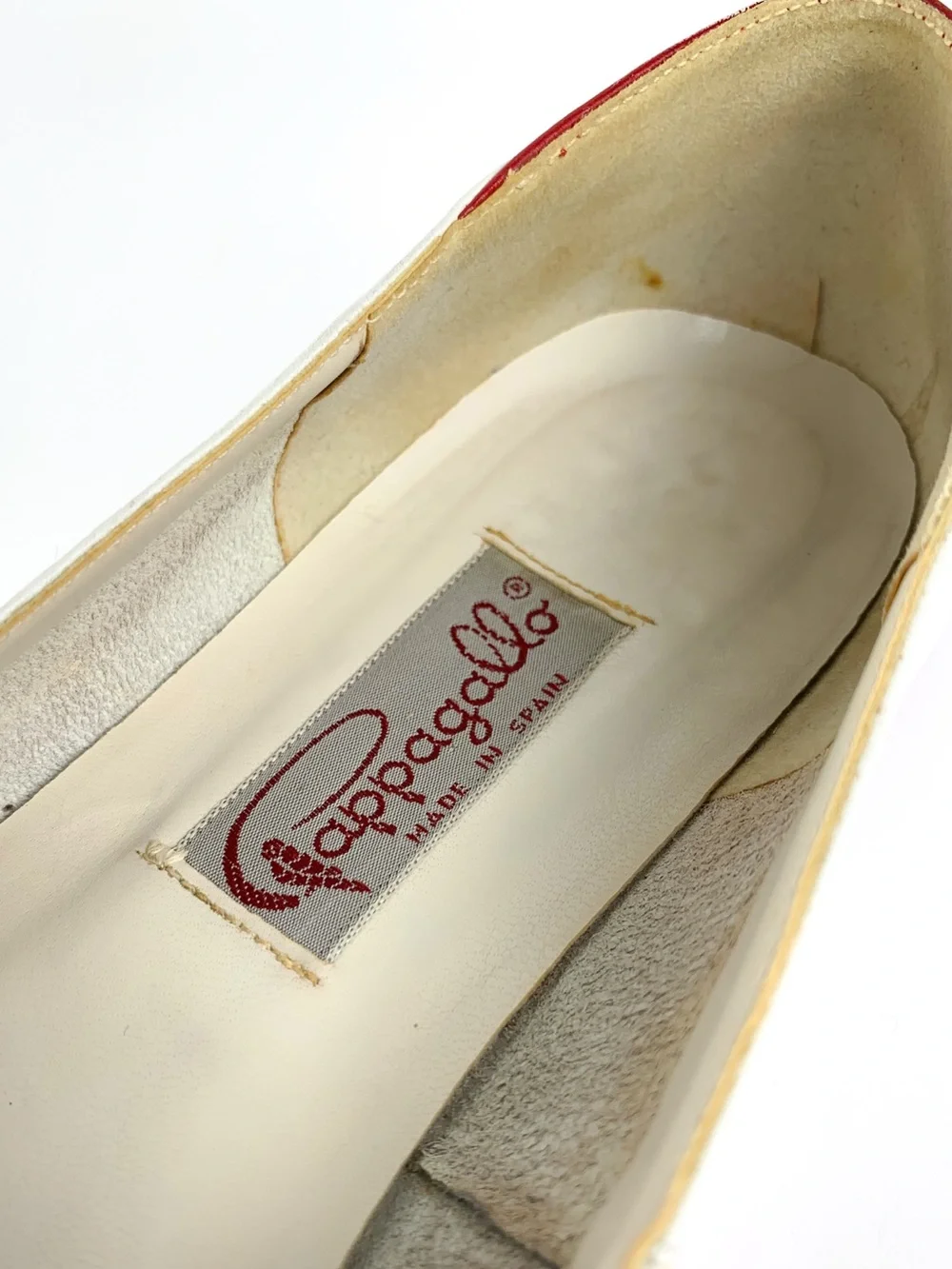 Vintage Pappagallo flats red & white cap toe leather shoes size 7.5 narrow